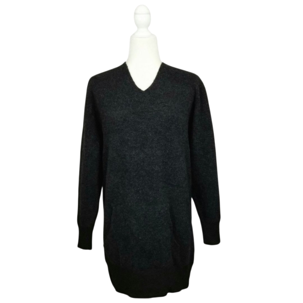 Theyskens' Theory sweater dark gray wool oversized v neckline women's size S